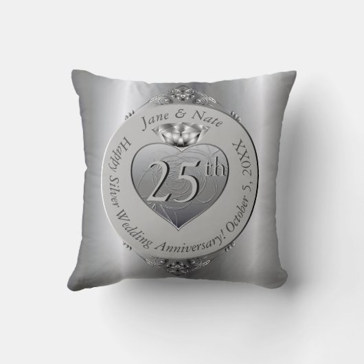 25. Silver Wedding Jubiläum Kissen (Rückseite)
