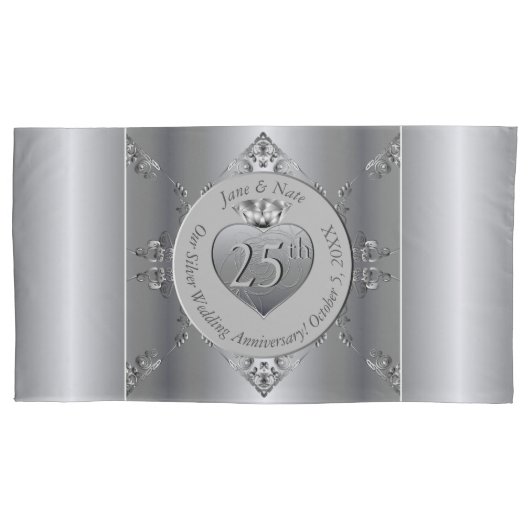 25. Silver Wedding Jubiläum Kissenbezug (Vorderseite-Links)