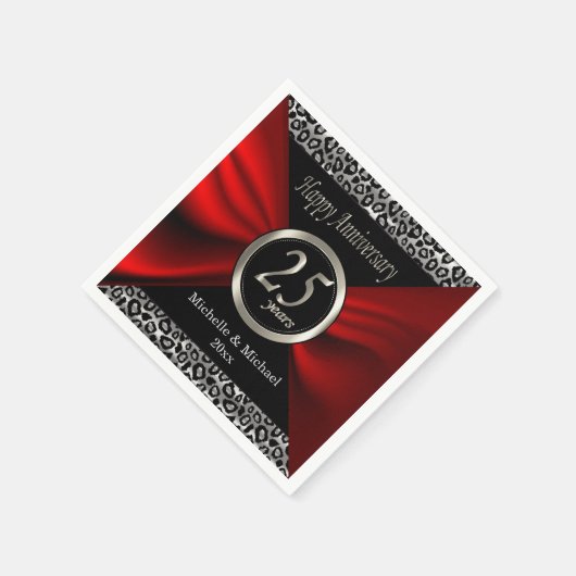 25. Silver Wedding Jubiläum | Leopard Muster Serviette (Ecke)