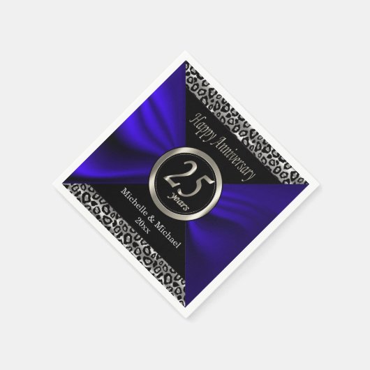 25. Silver Wedding Jubiläum | Leopard Muster Serviette (Ecke)