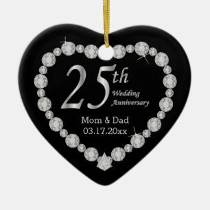 25. Silver Wedding Jubiläum Memento Design Keramikornament