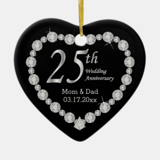 25. Silver Wedding Jubiläum Memento Design Keramikornament (Vorne)