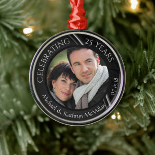 25. Silver Wedding Jubiläum Metal Ornament Aus Metall