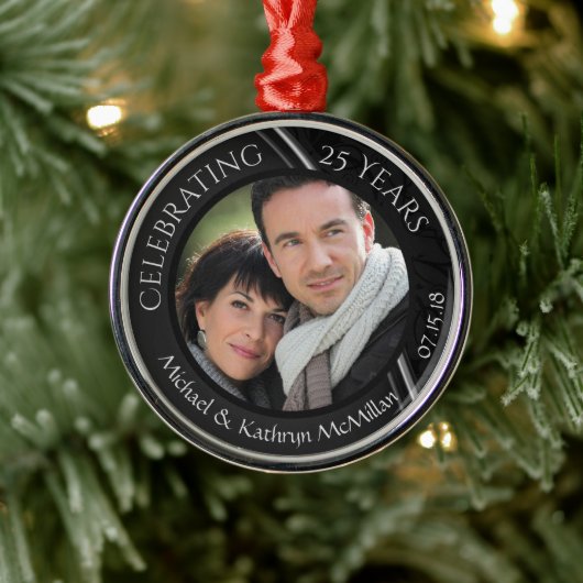 25. Silver Wedding Jubiläum Metal Ornament Aus Metall (Baum)