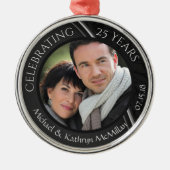 25. Silver Wedding Jubiläum Metal Ornament Aus Metall (Vorne)