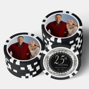 25. Silver Wedding Jubiläum mit Foto Pokerchips