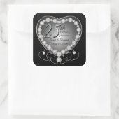 25. Silver Wedding Jubiläum Quadratischer Aufkleber (Tasche)