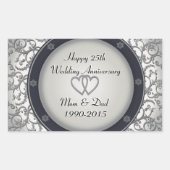 25. Silver Wedding Jubiläum Rechteckiger Aufkleber (Vorderseite)