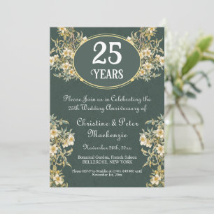25. Silver Wedding Jubiläum Rich Floral Einladung