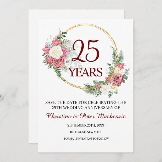 25. Silver Wedding Jubiläum Save The Date (Vorne/Hinten)