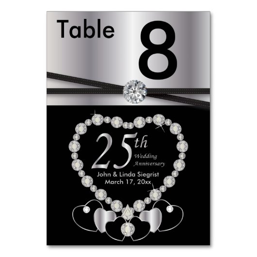 25. Silver Wedding Jubiläum Tischnummer (Rückseite)