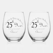 25. Silver-Wedding-Jubiläum-Unterzeichnung Weinglas Ohne Stiel (Vorderseite)