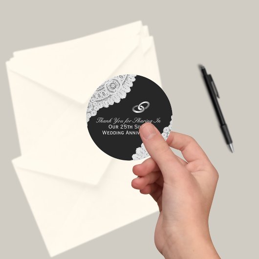 25. Silver Wedding Jubiläum Vielen Dank Runder Aufkleber
