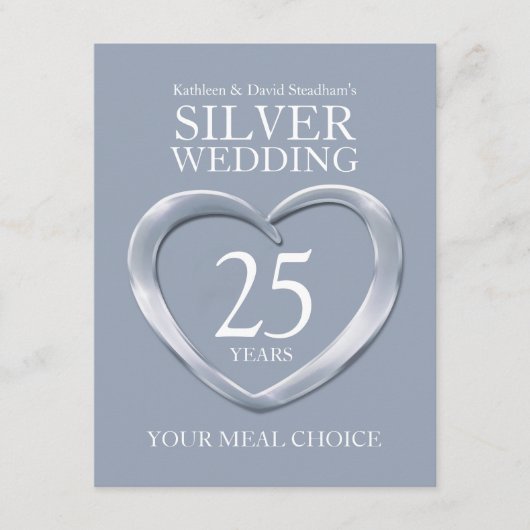 25. Silver Wedding Jubiläum Wahl Begleitkarte (Vorderseite)