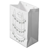25. Silver Wedding Jubiläum weiß Mittlere Geschenktüte (Vorderseite Schrägansicht)