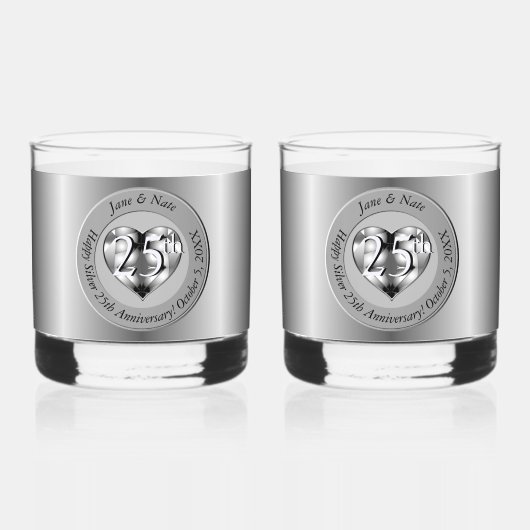 25. Silver Wedding Jubiläum Whiskyglas (Rückseite)