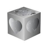 25. Silvery Gray Rose Herzrahmen 4 Foto Würfel (Vorderseite Schrägansicht)