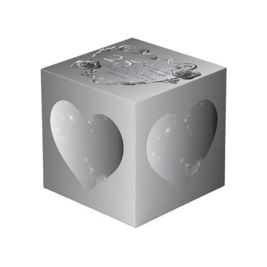 25. Silvery Gray Rose Herzrahmen 4 Foto Würfel (Vorderseite Schrägansicht)