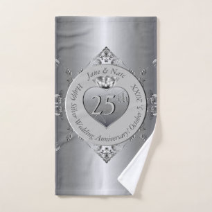 25. Silvery Wedding Jubiläum Badhandtuch Set