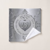 25. Silvery Wedding Jubiläum Badhandtuch Set (Waschlappen)