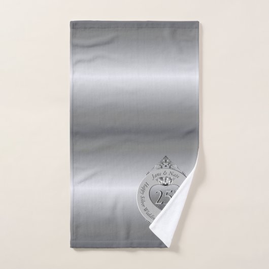 25. Silvery Wedding Jubiläum Badhandtuch Set (Handtuch)