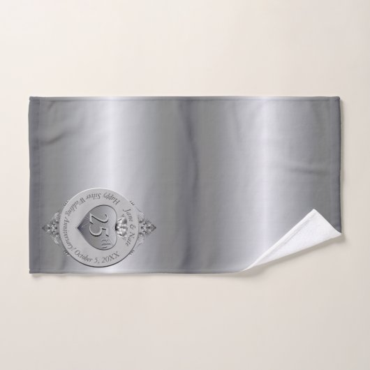 25. Silvery Wedding Jubiläum Badhandtuch Set (Handtuch)