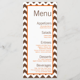 25 Speisekarten Braun Orange Chevron Name Fokus Menükarte
