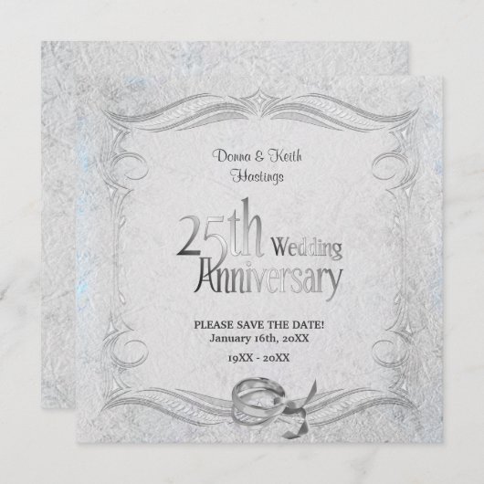 25. Stilvolles Silver-Jubiläum Save The Date (Vorne/Hinten)