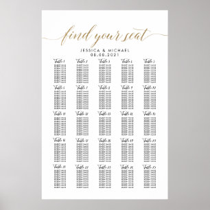 25 Tabelle 250 Gäste Große Hochzeitskarte Poster
