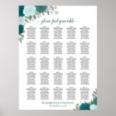 25 Tabelle Aquamarin Boho Blumenzettel Poster (Vorne)