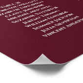 25 Tabelle Elegant Burgund Hochzeitsdiagramm Poster (Ecke)