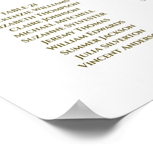 25 Tabelle Elegant Gold Hochzeitssettkarte Poster (Ecke)