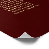25 Tabelle Gold & Auburn Brown Hochzeitstabelle Poster (Ecke)