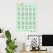 25 Tabelle Gold & Minze Green Wedding Seating Char Poster (Heimbüro)