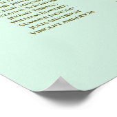 25 Tabelle Gold & Minze Green Wedding Seating Char Poster (Ecke)