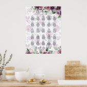 25 Tabelle Lila florale florale SITZPLATTE Poster (Küche)