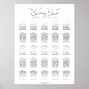 25 Tabelle Lila Grau elegante Hochzeitssattel Poster