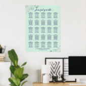 25 Tabelle Navy & Mint Green Wedding Seating Chart Poster (Heimbüro)