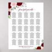 25 Tabelle Rot und Rosa Rosen Hochzeitstabelle Poster (Vorne)