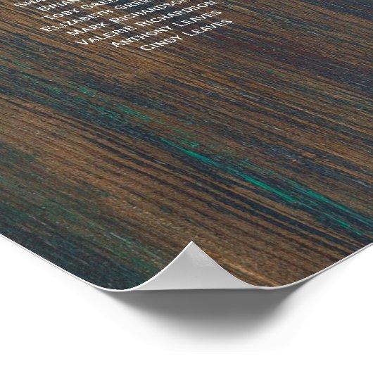 25 Tabelle Rustikales Holz Gypsophila SITZ CHART Poster (Ecke)