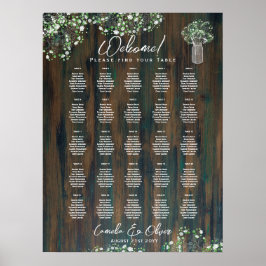 25 Tabelle Rustikales Holz Gypsophila SITZ CHART Poster