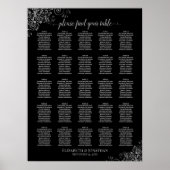 25 Tabelle Silver & Black Wedding Seating Chart Poster (Vorne)