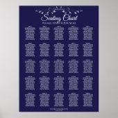 25 Table Elegant Navy Blue Wedding Seating Chart Poster (Vorne)