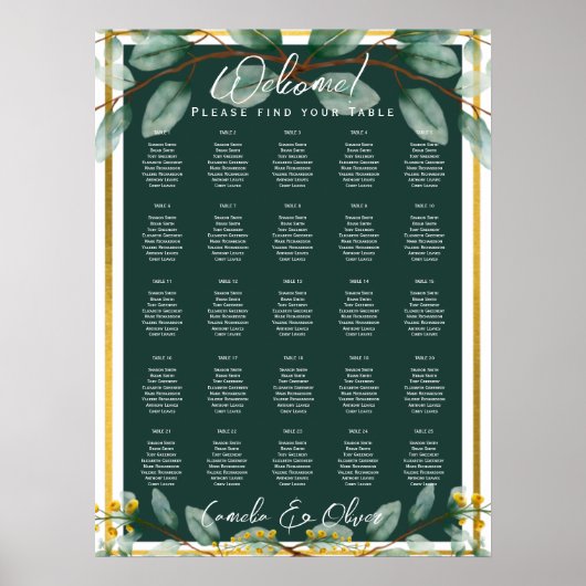 25 Table Greenery-Blätter HAUSHALTSDATEN Poster (Vorne)