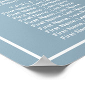 25 Tables blaues Blumenmuster Hochzeitsdiagramm Poster (Ecke)