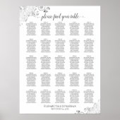 25 Tafellacy Silver Wedding Seating Chart White Poster (Vorne)