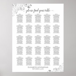 25 Tafellacy Silver Wedding Seating Chart White Poster