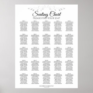 25 Tafelsilber Blühend Hochzeitssitzdiagramm Poster