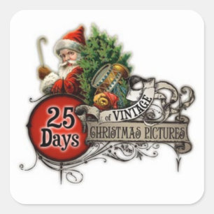 25 Tage bis Weihnachten Quadratischer Aufkleber