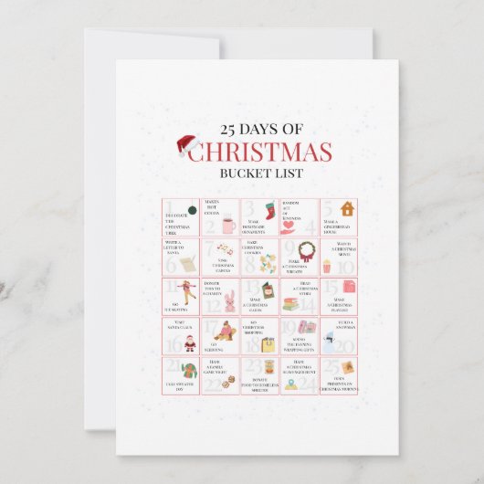 25 Tage Weihnachten Bucket List Kunst (Vorderseite)